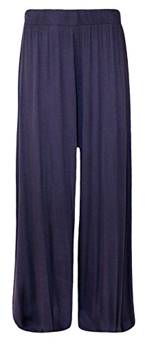 Damenhose, breiter Beinabschluss, große Größe, Palazzo-Hose, einfarbig, 12-30 Gr. 50 DE/52 DE/3XL, marineblau von Unbekannt