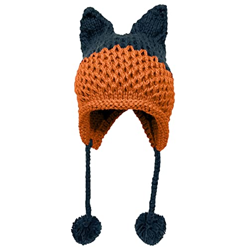 Damenhut Katzenohren Häkeln Geflochtene Strickmützen Warm Snowboarden Winter Warm Skifahren Radfahren Halloween Weihnachten Foto für Erwachsene (Navy Orange) von Unbekannt