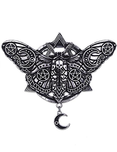 Dark Dreams Gothic Haarspange Hairclip Motte Mond Pentagramm Nachtfalter Altsilber sehr massiv Restyle von Unbekannt