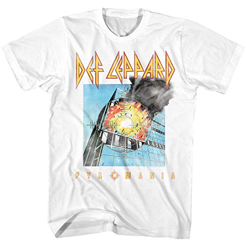 Def Leppard - - Das verblasste Pyromania-T-Shirt der Männer, Medium, White von Unbekannt