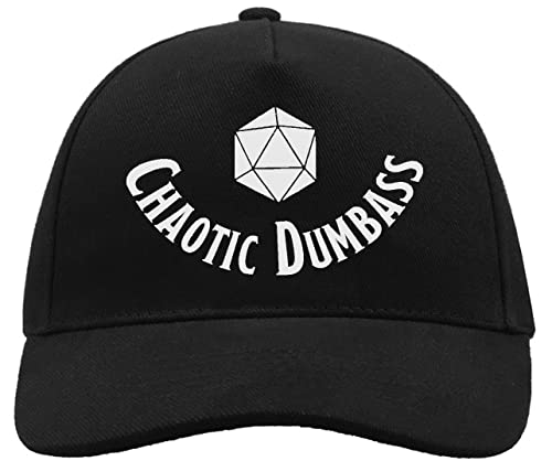 Dungeons and Dragons Inspired Chaotic Dumbass Bequeme Unisex-Baseball-Truckerkappe aus gebürsteter Baumwolle mit Schnalle Schwarz von ATPRINTS