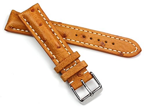 Sulla 22mm Strauß Leder Uhrenarmband hell braun Weiße Naht Sulla 22mm Strauß Leder Uhrenarmband hell braun Weiße Naht von NONAME