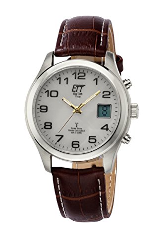 ETT Eco Tech Time Funk Solar Herren Uhr Analog mit digitalem Datum mit Leder Armband EGS-11333-60L von ETT Eco Tech Time