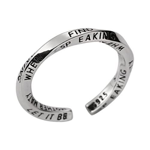 Edary Letter Fidget Rings Silber verstellbarer offener Bandring Hochzeit Verlobungsring Ewigkeitsring minimalistischer Schmuck für Frauen und Mädchen von Edary