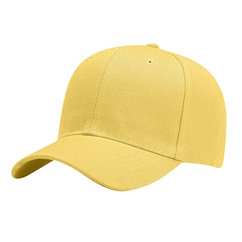 Einfache Damenmütze Bestickte Baseballmützen für Männer und Frauen Laufen Training und Outdoor-Aktivitäten Baseballmützen (Yellow, One Size) von Unbekannt