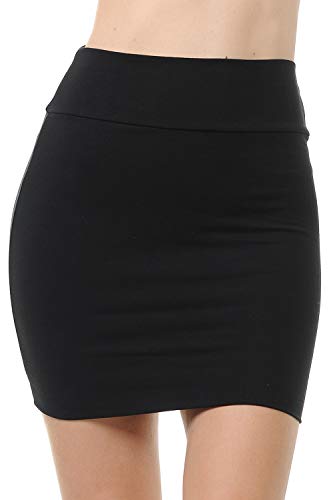 Fashion Aktiv Basic Doppellagige Baumwolle Simple Stretch Tube Bleistift Mini Rock - Schwarz - Klein von Trendy Street