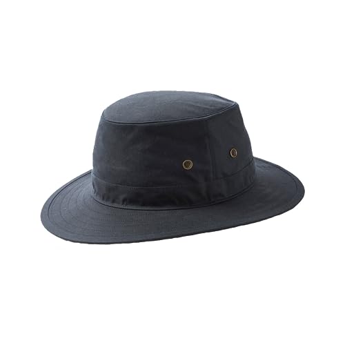 Fidra gewachster wasserdichter Busch-Fedora Regenhut mit Ösen, marineblau, 7 von Unbekannt