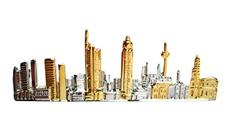 Frankfurt Krawattennadel Krawattenklammer skyline d. Stadt Frankfurt a. Main ca. 5,8 cm lang bicolor - teilvergoldet glänzend + Geschenkbox von magdalena r.