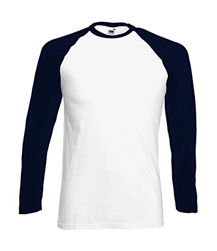 Fruit of the Loom Baseball Langarm ( Longsleeve ) T-Shirt S M L XL XXL Weiss - Navy,L von Unbekannt