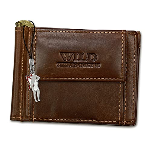 WILD THINGS ONLY !!! Geldbörse für Herren, Braun, Leder, Minimalistisch, Modern, Klein, Geldklammer, 2 Sektionen, 1-2 Taschen von WILD THINGS ONLY !!!