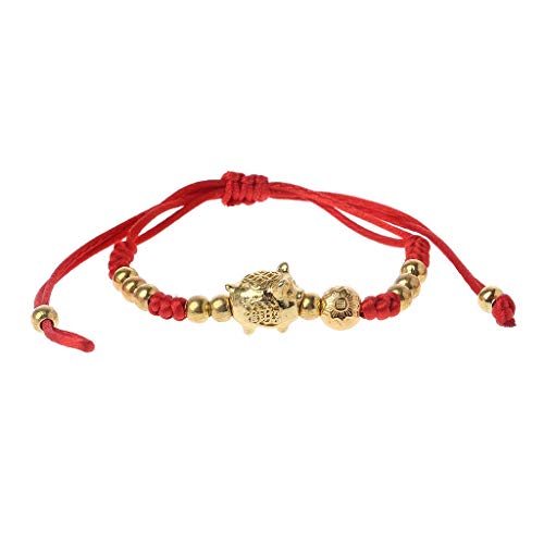 Générique Chinesische Feng Shui Schwein Gold Glücklich Kabbala Rot geflochtene Kette Armbänder Schmuck von hoher Qualität von Unbekannt