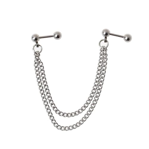 Générique Hot 1 Stück Punk Ball Stud Knorpel Ohr Wrap Double Kette Piercing Ohrring Unisex von Unbekannt