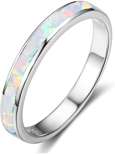 Générique Ring aus Opal, einfach, exquisit, künstlicher Opal, blau, weiß, eleganter Charme, Verlobungsring, Hochzeit, buntes Zubehör, Schmuck von Unbekannt