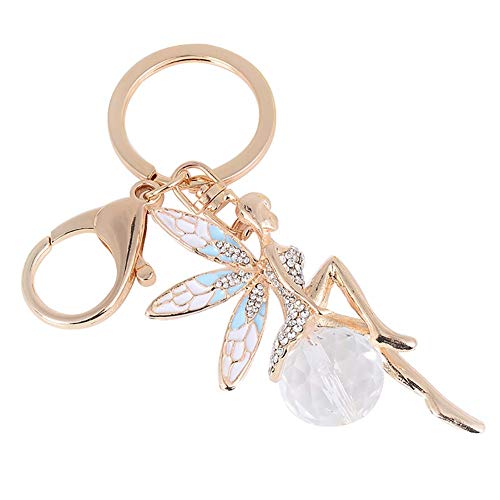 Générique Schöne Flügel Anhänger Elf Schlüssel Kette Strass Schlüsselanhänger Ring Tasche Handtasche Dekor Blau Exquisite Verarbeitung von Unbekannt