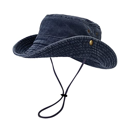 Gentleman-Casual-Hut Atmungsaktive breite Krempe Boonie Hat Outdoor Mesh Cap zum Angeln auf Reisen Modischer Freizeithut (Navy, One Size) von Generic