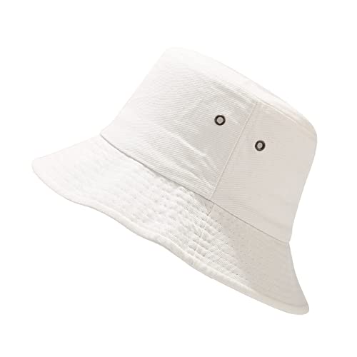 Gentleman Indoor-Hut Bucket Hat Unisex Reine Baumwolle & Denim UPF 50 Packbarer Sommer-Reise-Strand-Sonnenhut (White, M) von Generic