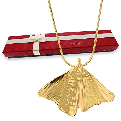 Unbekannt Vergoldeter Ginkgo-Anhänger mit Ihrer persönlichen Gravur - die besondere Geschenk-Idee zum Valentinstag, echtes Gingko-Blatt vergoldet von Unbekannt