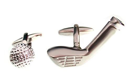 Golf Manschettenknöpfe Ball Schläger silbern (größeres Modell!) SALE in exklusive Buchbox von Unbekannt