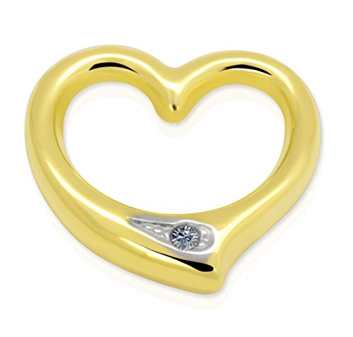 HDmirrorR Anhänger Herz Gold 333 Diamant 0,005 ct Swinging Heart 8 Karat Gelbgold Brillant Kettenanhänger Ketten Goldschmuck von unbekannt