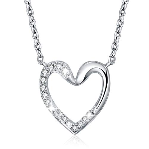 E Jewelry Halskette mit Schwan Anhänger für Damen, Liebes Halskette, S925 Sterling Silber Damen Halskette, AAA Glänzende Zirkon Halskette von E