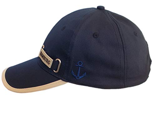 Hamburg Baseballcap - Unisex Schirmmütze aus Baumwolle mit Anker und HH Schriftzug - Blau, 58 cm von Unbekannt