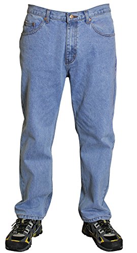 Herren-Jeans, geriffelt, aus 100 % Baumwolle, normale Passform, gerade, robuste Jeans Gr. 48W x 27L Kurz, Blau - Himmelblau von Unbekannt