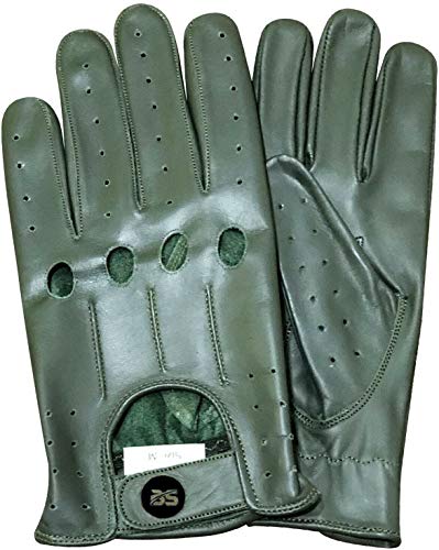 Herren Leder Driving Handschuhe Weiche Hohe Qualität Echtes Leder Kuh Klassische Handschuhe Retro Style Hohe Qualität (XL, Grün ) von BUSINESS SQUARE BS