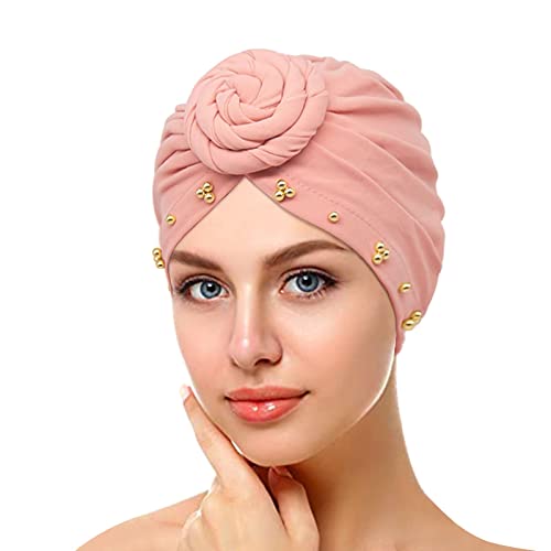 Herren Outdoor-Hut, elastische, einfarbige, bequeme Kappe, große Perlenkappe für Damen Modischer Freizeithut (Pink, One Size) von Unbekannt