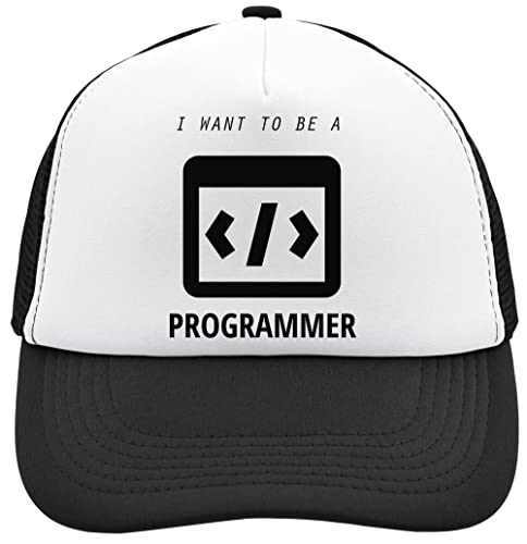 I Want to Be A Programmer, More, Less, Equal Signs Mesh Back Trucker Cap Verstellbare Snapback Hut Casu Schwarz, Schwarz , Einheitsgröße von Unbekannt