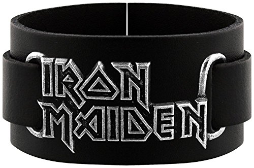 Iron Maiden Iron Maiden Logo Männer Lederarmband schwarz Leder Band-Merch, Bands von Iron Maiden