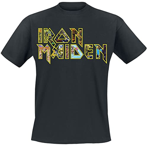 Iron Maiden Eddies Logo Männer T-Shirt schwarz M 100% Baumwolle Band-Merch, Bands von Iron Maiden