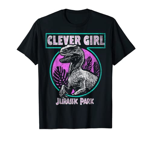 Jurassic Park Distressed Teal Raptor Clever Girl T-Shirt von Jurassic Park