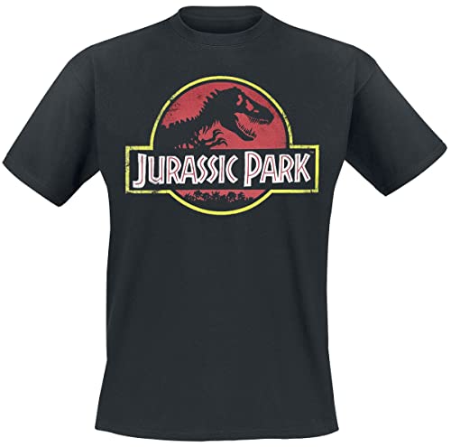 Jurassic Park Herren Classic Logo T-Shirt, Schwarz, (Herstellergröße: Large) von Jurassic Park