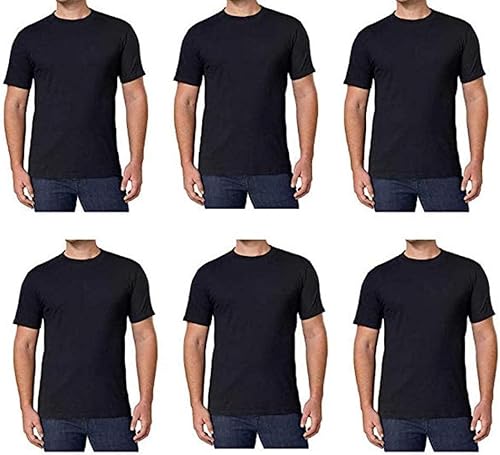 Kirkland Signature Herren T-Shirt mit Rundhalsausschnitt, Schwarz, 100 % gekämmte Baumwolle, ohne Etikett, weich und bequem, 6 Stück - Schwarz - Mittel von Unbekannt