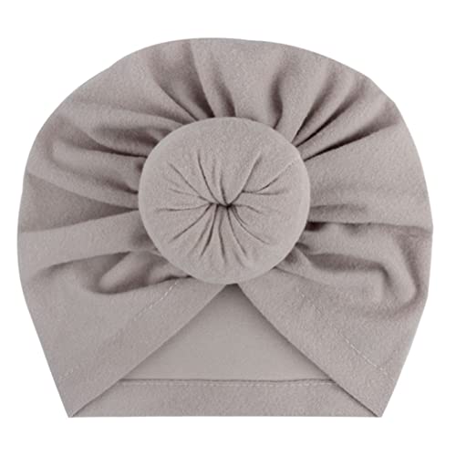 Kleinkind-Säuglings-Baby-Jungen-Mädchen-Mützen-Mütze-fester Baumwollgeknoteter elastischer Turban-Hut Haarschleifen für kleine Mädchen (Grey, One Size) von Generic