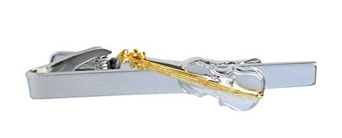 Kontrabass Krawattennadel Krawattenklammer kurz 5,8 cm Grundklammer silbern + Kontrabaß bicolor m.i. Germany + Geschenkbox von Unbekannt