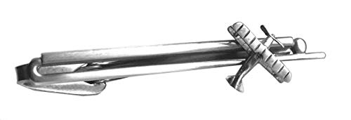 Krawattenklammer Flugzeug Doppeldecker zum Thema Luftfahrt antiksilbern geschwärzt - Patina-Style ca. 6,8 cm lang made i. Germany plus Geschenkbox von Unbekannt