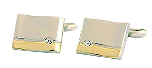Kristallstein Manschettenknöpfe bicolor glänzend geschwungene rechteckige Form + Silberbox von Unbekannt
