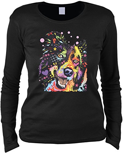 Langarmshirt Damen Border Collie Hundemotiv Shirt Hund Dog Geschenkidee für Hundebesitzerin Hunde Rassen Frauen Langarm T-Shirt von Unbekannt