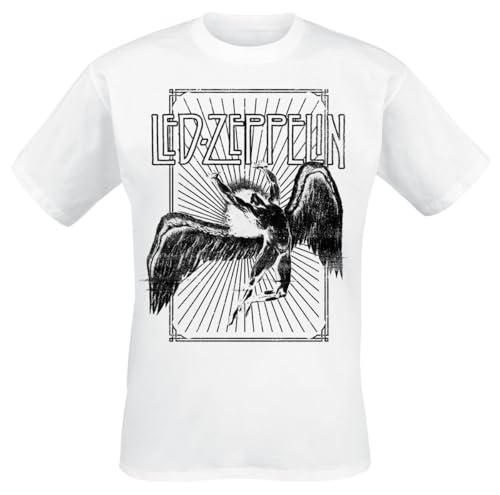 Led Zeppelin Icarus Burst Männer T-Shirt weiß L 100% Baumwolle Band-Merch, Bands von Led Zeppelin