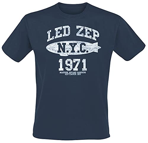 Led Zeppelin NYC 1971 Männer T-Shirt blau XL 100% Baumwolle Band-Merch, Bands von Led Zeppelin