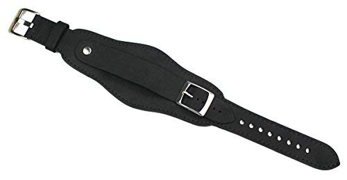 Lederband/Uhrenarmband/Uhrenband 18 mm für Feste Stege Band mit Unterlage Fliegeruhren Retro Look Strap Schwarz, Black von Unbekannt