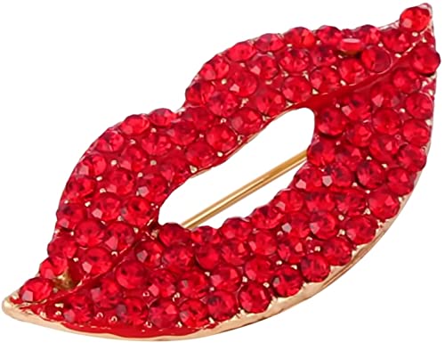 Générique Lippe Brosche Frauen Schmuck Pullover Schal Schnalle Diamant Kuss Lippen Frauen Mädchen Mode Brosche Brosche Rot von Unbekannt