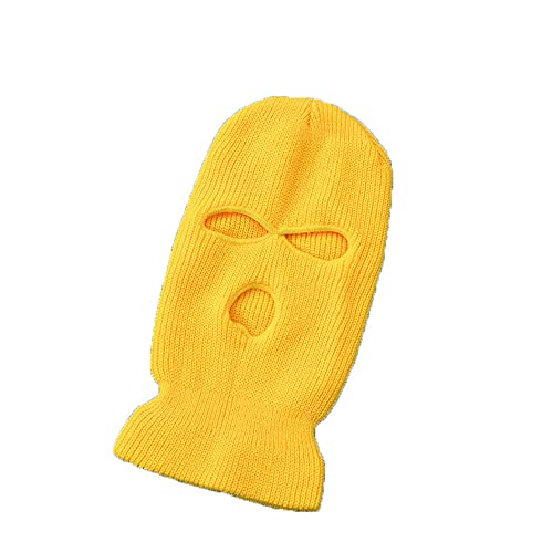 MSW 3-Loch Skimaske Wolle Strickmütze Winter Warm Outdoor Radfahren Winddicht Maske Sturmhaube, Huhn Gelb, M von Unbekannt