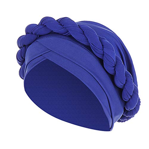 Männer Cap Lässiges Haarband für Frauen Outdoor-Haarband Mode Frauen Braid Hat Muslim Ruffle Cancer Turban Wrap (Blue, One Size) von Unbekannt