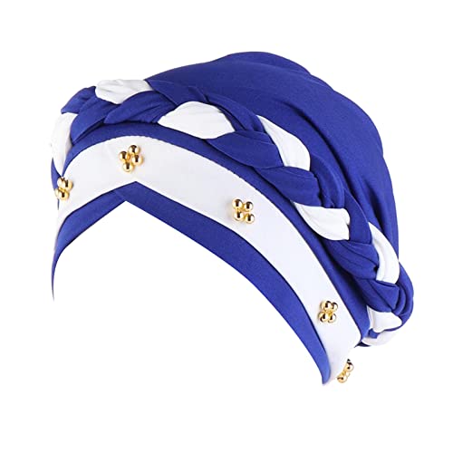 Männer lässiger Hut zweifarbige Perlen Stirnband Damen elastische Stirnbandkappe Stirnbandkappe Atmungsaktives Kopftuch (Dark Blue, M) von Unbekannt