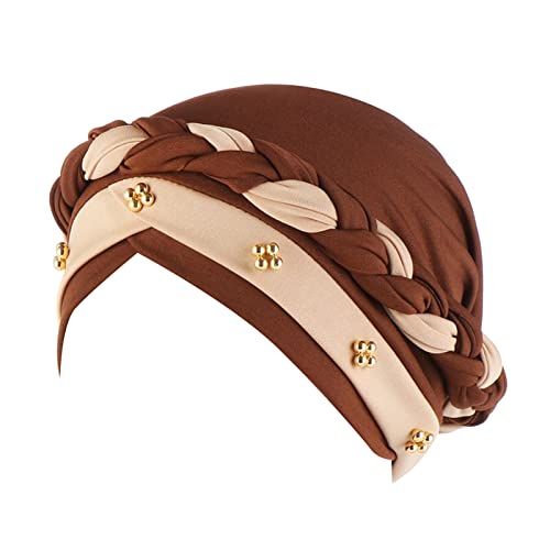 Männer lässiger Hut zweifarbige Perlen Stirnband Damen elastische Stirnbandkappe Stirnbandkappe Atmungsaktives Kopftuch (Khaki, M) von Unbekannt