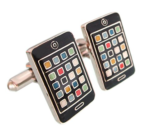 Manschettenknöpfe für Kommunikation silbern schwarz bunt plus Geschenkhülle - witziges Accessoire für die Umschlagmanschetten/Herrenhemd von Unbekannt