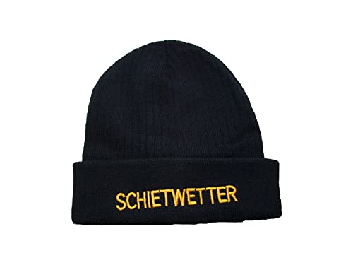 Maritime Strickmütze Mütze mit Schriftzug Schietwetter schwarz One Size von Unbekannt