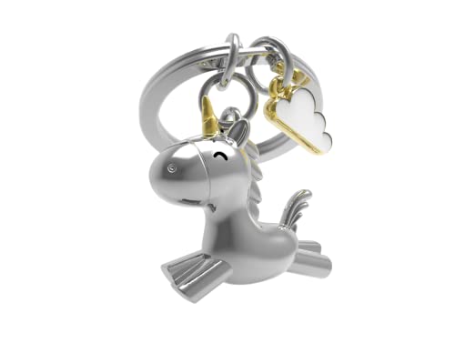 O meta[l]morphose METALMORPHOSE - 3D Metall Schlüsselanhänger Einhorn - Charm Schlüsselanhänger Wolke - Geschenk für Kinder und Erwachsene - MTM119-01 von O meta[l]morphose